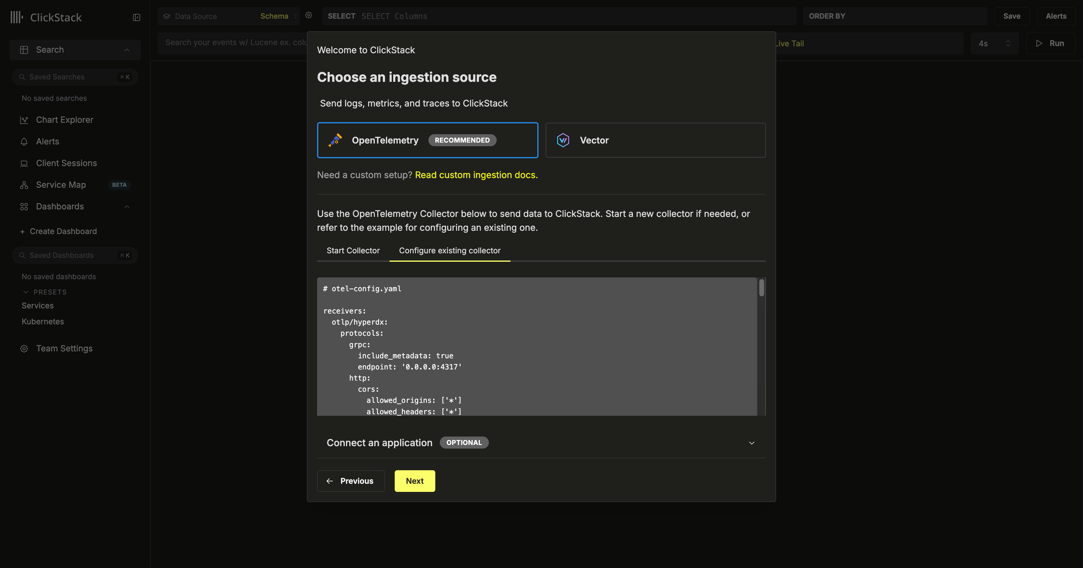 Advanced OTel collector source